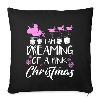 I am dreaming of a pink christmas - flamingo - Sofa pillowcase 17,3'' x 17,3'' (45 x 45 cm) - black - Front