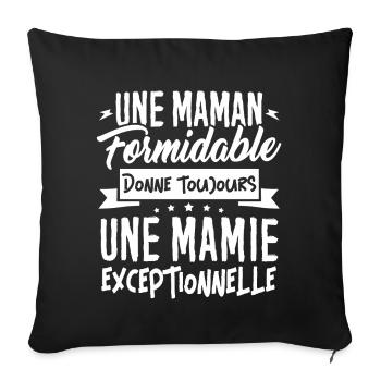 T-shirt pour Grand-Mère - Une Mamie Exceptionnelle - Housse de coussin décorative 45 x 45 cm - noir - Devant
