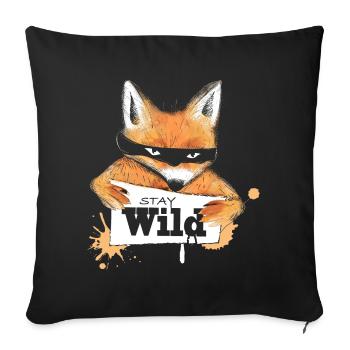 un renard avec un message - Housse de coussin décorative 45 x 45 cm - noir - Devant
