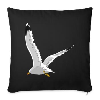 Mouette en vol - Housse de coussin décorative 45 x 45 cm - noir - Devant