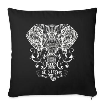 Éléphant mandala - Housse de coussin décorative 45 x 45 cm - noir - Devant