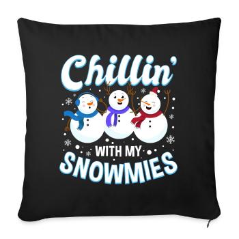 Chillin 'With My Snowmies - Christmas Snowman - Sofa pillowcase 17,3'' x 17,3'' (45 x 45 cm) - black - Front