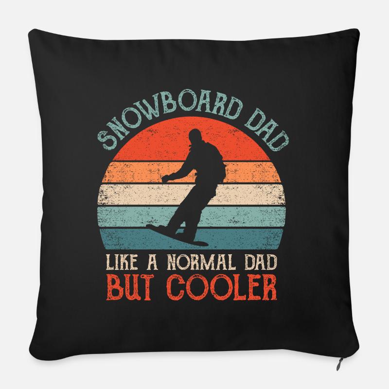 SNOWBOARD DAD Retro Vintage Dad Father Gift - Housse de coussin décorative 45 x 45 cm - noir