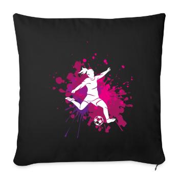 Cadeau de femme de football explosion de couleur cool - Housse de coussin décorative 45 x 45 cm - noir - Devant