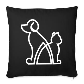 Cat and Dog gift idea / dog and cat gift idea - Sofa pillowcase 17,3'' x 17,3'' (45 x 45 cm) - black - Front