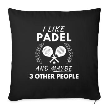 J’aime le tennis Padel et peut-être 3 autres personnes - Housse de coussin décorative 45 x 45 cm - noir - Devant