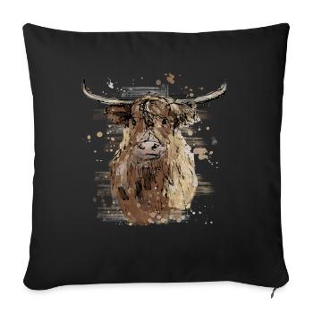 2021 01 04 tshirt highlander écossais 01 - Housse de coussin décorative 45 x 45 cm - noir - Devant