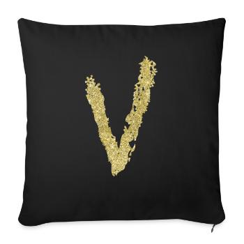 Buchstabe V Geschenk Name 2 - Sofakissenbezug 45 x 45 cm - Schwarz - Vorne