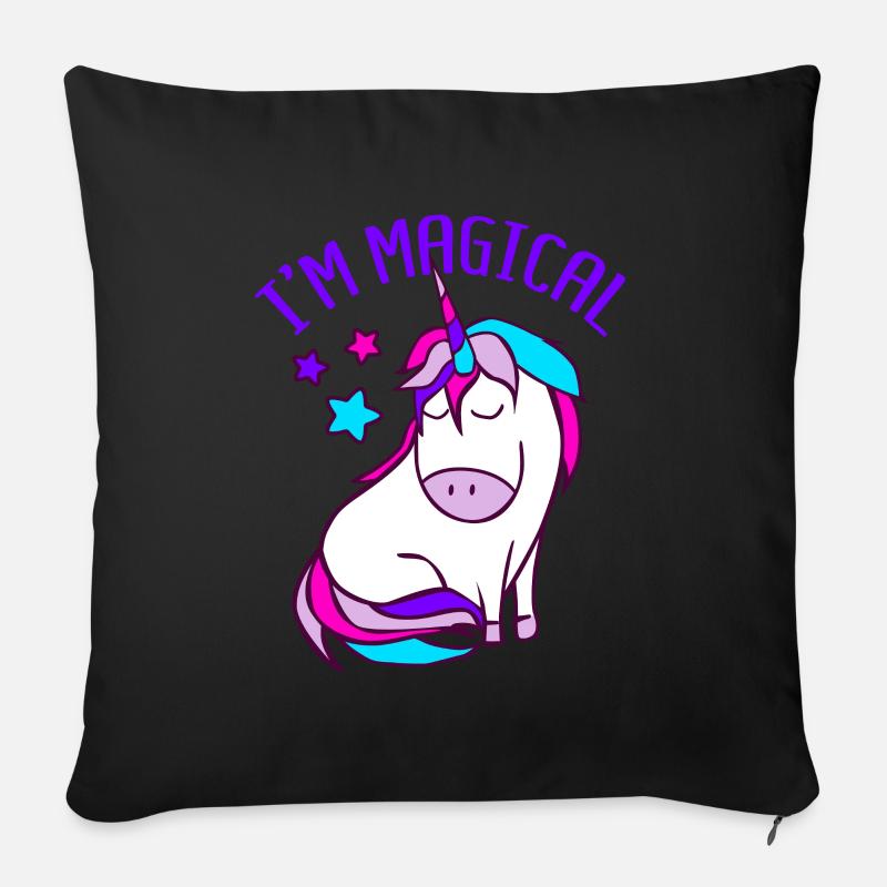 Einhorn Einhörner Magie - Sofakissenbezug 45 x 45 cm - Schwarz
