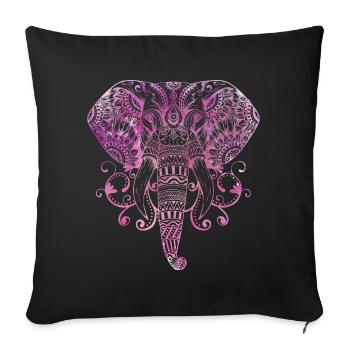 MANDALA ELEPHANT GANESHA BUDDHISM - Sofa pillowcase 17,3'' x 17,3'' (45 x 45 cm) - black - Front