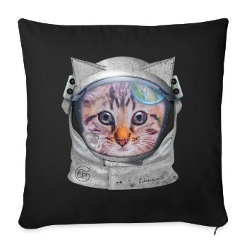 Cat in space - Sofa pillowcase 17,3'' x 17,3'' (45 x 45 cm) - black - Front