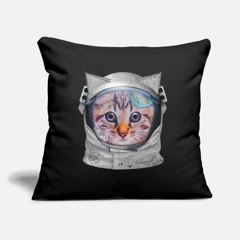 Chat dans l’espace Housse de coussin décorative 45 x 45 cm