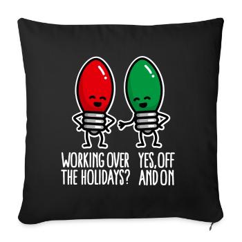 Working at Christmas Funny Christmas Lights - Sofa pillowcase 17,3'' x 17,3'' (45 x 45 cm) - black - Front