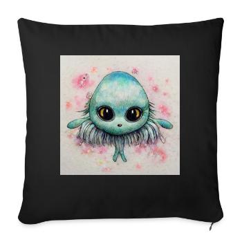 Cute sea alien to brighten up your day - Sofa pillowcase 17,3'' x 17,3'' (45 x 45 cm) - black - Front