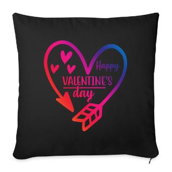 happy valentines day t-shirt Valentine's Day - Sofa pillowcase 17,3'' x 17,3'' (45 x 45 cm) - black - Front