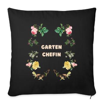 Garten Chefin Blumen Design - Sofakissenbezug 45 x 45 cm - Schwarz - Vorne