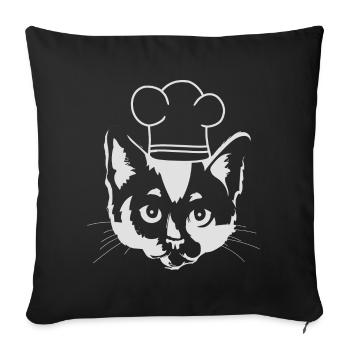 Chapeau de chef de chat Cuisine Cuisine Chat Enfants - Housse de coussin décorative 45 x 45 cm - noir - Devant