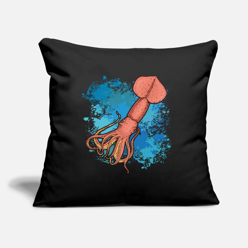 Calmar Calmar géant sur des éclaboussures colorées de couleur Housse de coussin décorative 45 x 45 cm