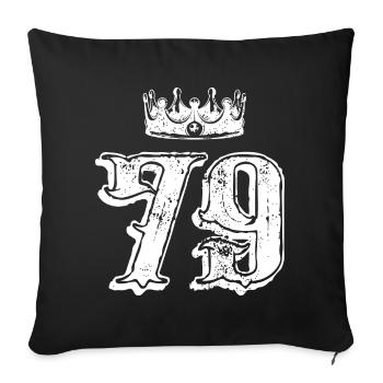 79 Zahl Krone - Sofakissenbezug 45 x 45 cm - Schwarz - Vorne