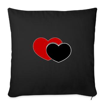 Heart red and black color - Sofa pillowcase 17,3'' x 17,3'' (45 x 45 cm) - black - Front