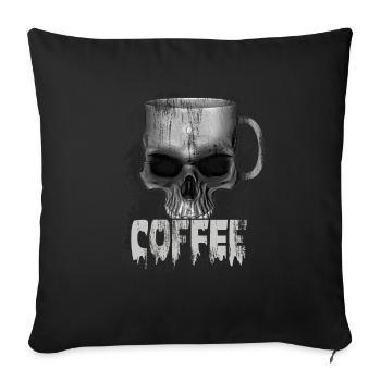 Heavy metal punk coffee skull - Sofa pillowcase 17,3'' x 17,3'' (45 x 45 cm) - black - Front