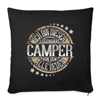 Camper Campen Camping - Sofakissenbezug 45 x 45 cm - Schwarz - Vorne