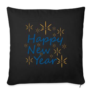 New Year's Eve: Stars and Happiness - Sofa pillowcase 17,3'' x 17,3'' (45 x 45 cm) - black - Front