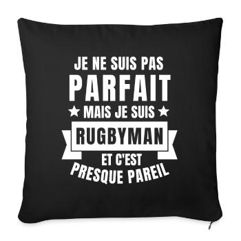 rugby, rugby humour, rugby sport - Housse de coussin décorative 45 x 45 cm - noir - Devant