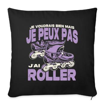 Je peux pas j'ai roller. - Housse de coussin décorative 45 x 45 cm - noir - Devant