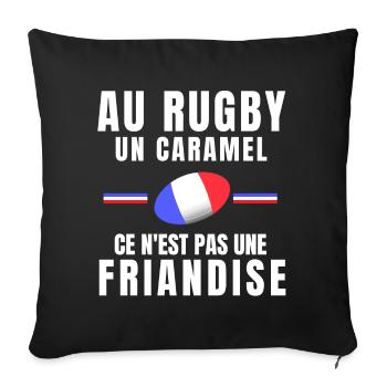 rugby, fan de rugby, rugby sport, rugby humour - Housse de coussin décorative 45 x 45 cm - noir - Devant