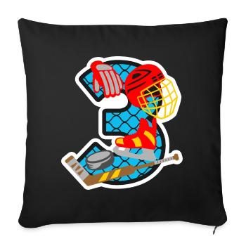 Eishockey 3. Geburtstagsparty Nummer 3 - 3 Jahre - Sofakissenbezug 45 x 45 cm - Schwarz - Vorne