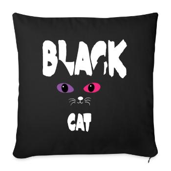 Black White Cat - Sofa pillowcase 17,3'' x 17,3'' (45 x 45 cm) - black - Front