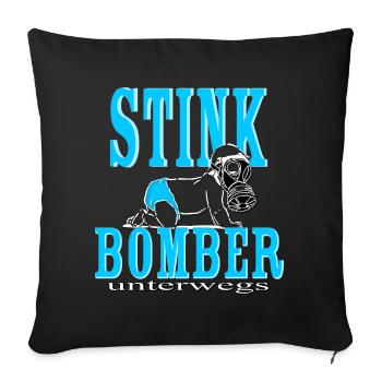 Stinkbomber unterwegs Baby Junge boy Windel blau - Sofakissenbezug 45 x 45 cm - Schwarz - Vorne