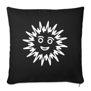 Soleil Dessin Nature Croquis Blanc - Housse de coussin décorative 45 x 45 cm - noir - Devant