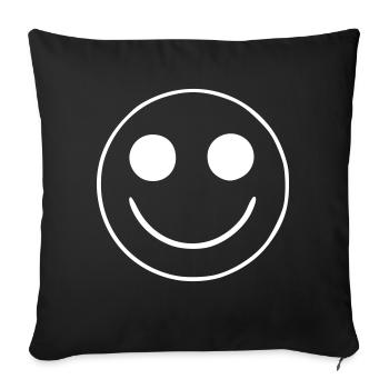 Emoji Skizze glücklich weiß - Housse de coussin décorative 45 x 45 cm - noir - Devant