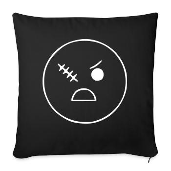 Emoji Skizze Narbe Auge weiß - Sofakissenbezug 45 x 45 cm - Schwarz - Vorne