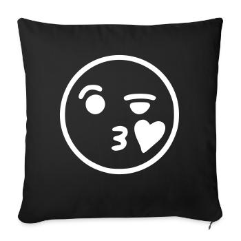 Emoji sketch kiss blanc - Housse de coussin décorative 45 x 45 cm - noir - Devant