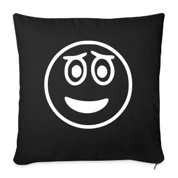 Emoji sketch blanc joyeux - Housse de coussin décorative 45 x 45 cm - noir - Devant