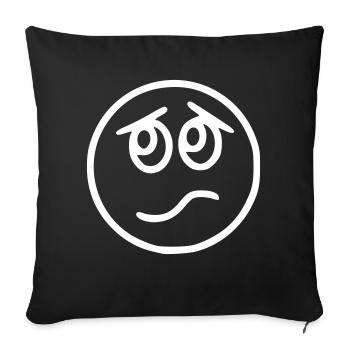 Emoji sketch blanc nerveux - Housse de coussin décorative 45 x 45 cm - noir - Devant
