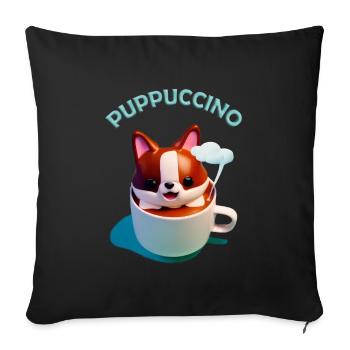 Puppuccino tshirt dog cute coffee - Sofa pillowcase 17,3'' x 17,3'' (45 x 45 cm) - black - Front