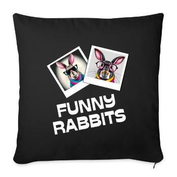 Funny rabbit lapin drôle lunettes happy easter day - Housse de coussin décorative 45 x 45 cm - noir - Devant