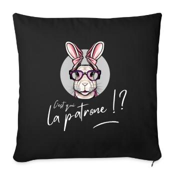 Who's the boss rabbit funny bunny easter day - Sofa pillowcase 17,3'' x 17,3'' (45 x 45 cm) - black - Front