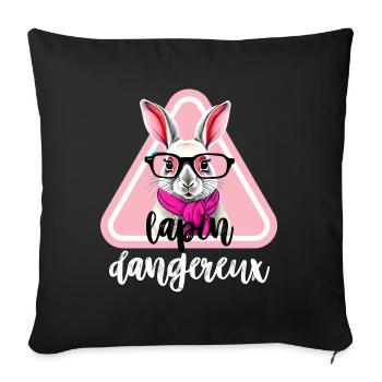 rabbit funny tshirt happy easter day - Sofa pillowcase 17,3'' x 17,3'' (45 x 45 cm) - black - Front