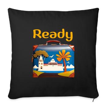 "Ready to travel", t-shirt van life - Housse de coussin décorative 45 x 45 cm - noir - Devant