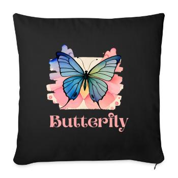 Butterflies pattern - Housse de coussin décorative 45 x 45 cm - noir - Devant