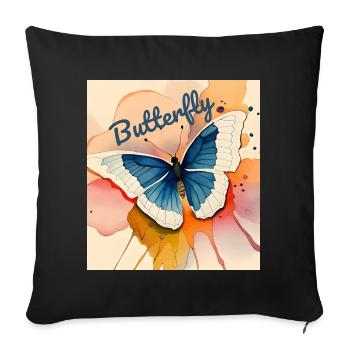 Butterflies pattern - Housse de coussin décorative 45 x 45 cm - noir - Devant