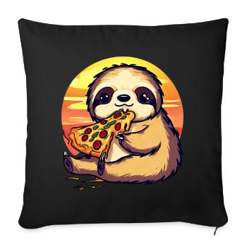 Pizza paresseux au coucher du soleil - Housse de coussin décorative 45 x 45 cm - noir - Devant