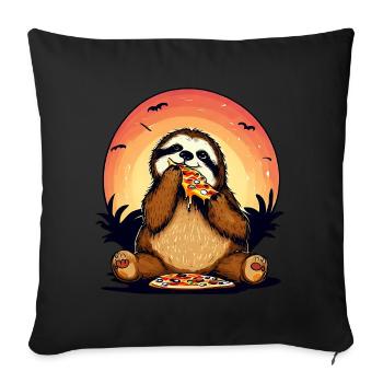 Pizza paresseux au coucher du soleil - Housse de coussin décorative 45 x 45 cm - noir - Devant
