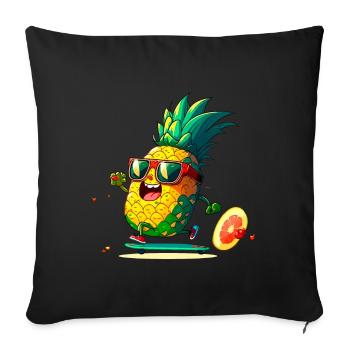 Funny pineapple skating - Sofa pillowcase 17,3'' x 17,3'' (45 x 45 cm) - black - Front