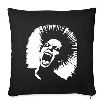 Screaming Punkrocker with Mohican Anarchy Punk - Sofa pillowcase 17,3'' x 17,3'' (45 x 45 cm) - black - Front